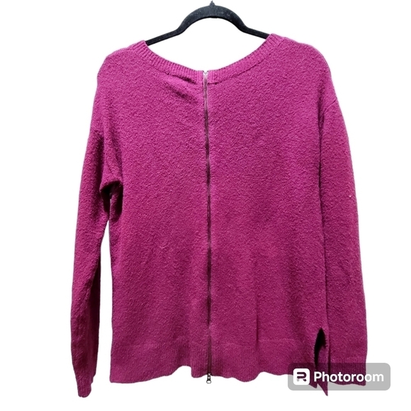 XS Pink Mauve Long Sleeve Zippered Back Side Slits Sweater - Picture 4 of 9